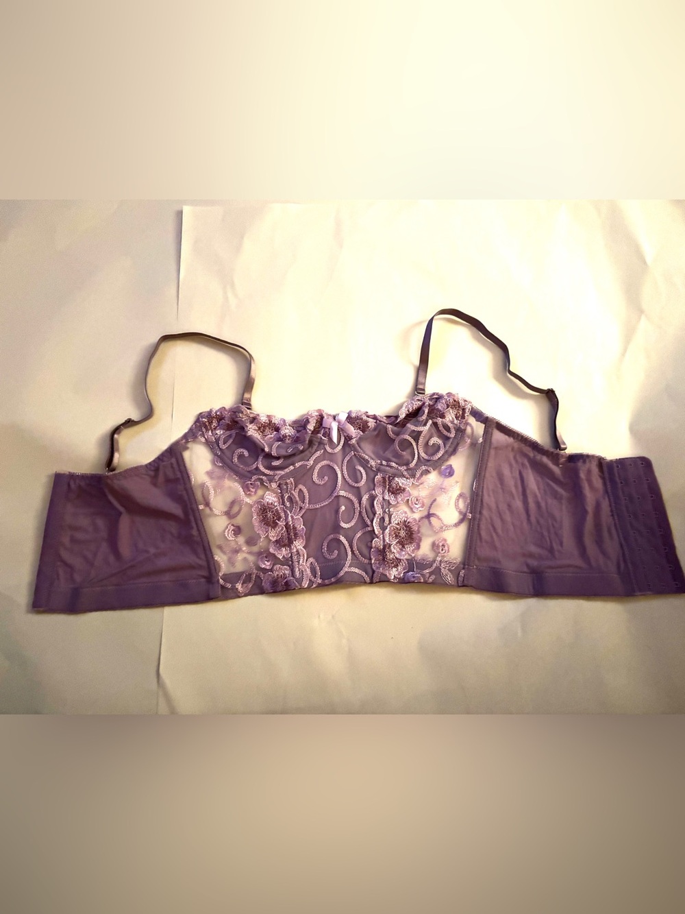 Lavender Floral Embroidered Longline Corset - Women Intimates size small